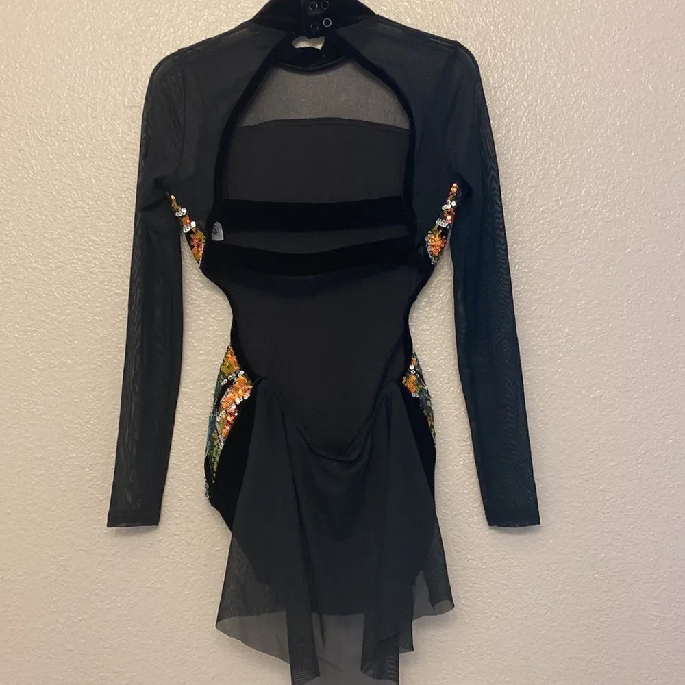 Weissman elite dance solo costume black velvet sequin Baby I'm Yours 14584 SA
